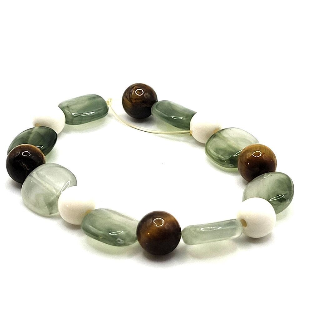 Tigers Eye Acrylic Beaded Bracelet 6in
